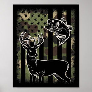 Kamouflage American Flagga Fishing Hunting De Poster