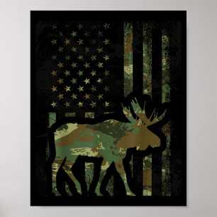 Kamouflage amerikansk flagga älgjakt present till poster