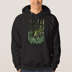 Kamouflage amerikansk flagga bassfiske fiskare Fa Hoodie