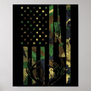 Kamouflage amerikansk flagga gevär hjorthorn jakt poster
