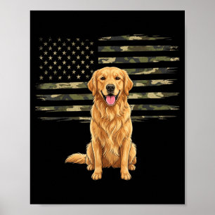 Kamouflage Amerikansk Flagga Golden Retriever 4:e  Poster