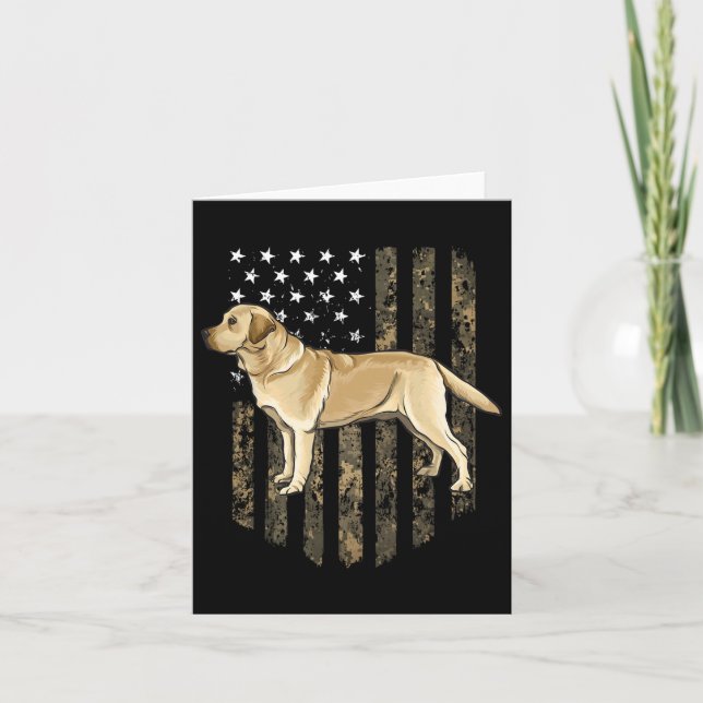 Kamouflage amerikansk flagga gul labrador retrieve kort (Framsida)