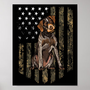 Kamouflage amerikansk flagga tyskt wirehaired peka poster