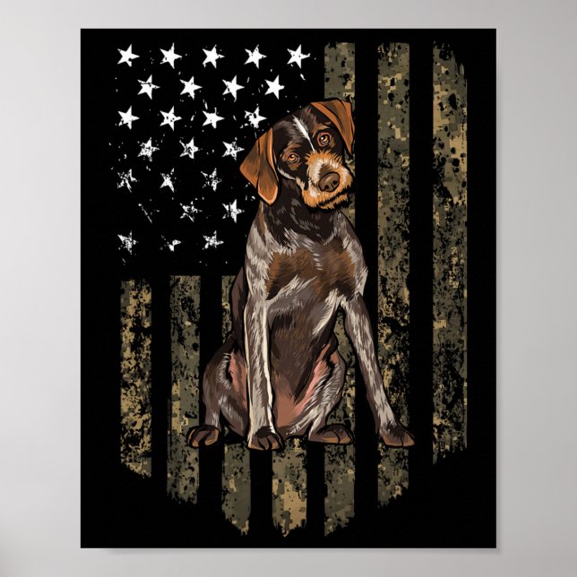Kamouflage amerikansk flagga tyskt wirehaired peka poster (Framsidan)