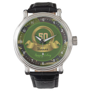 Kamouflage-arméns grönt 50:e födelsedag/jägare par armbandsur