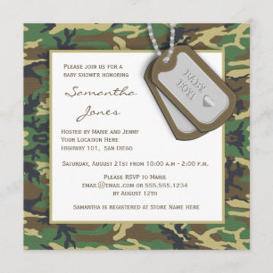 Kamouflage/Camo Pojke Shower Inbjudan