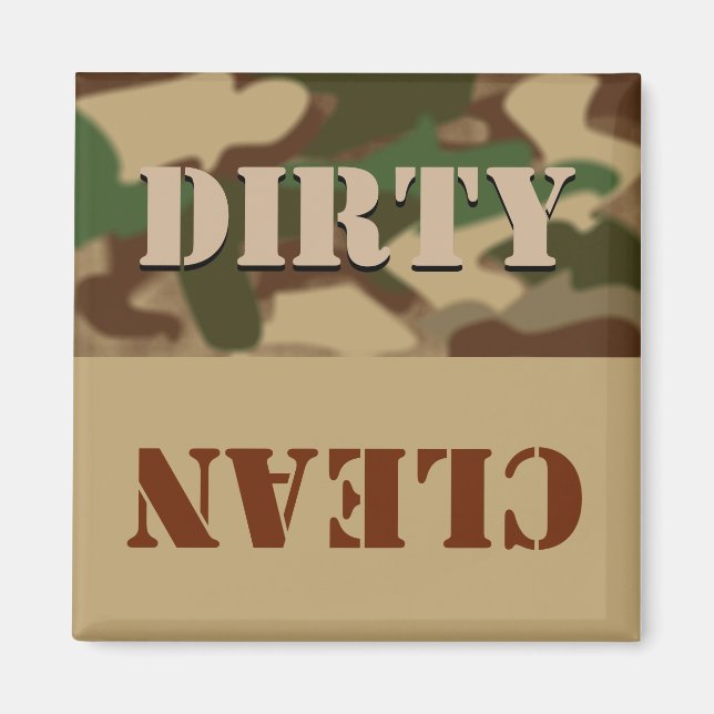 Kamouflage Dirty Clean Dishwasher Magnet för honom (Framsidan)