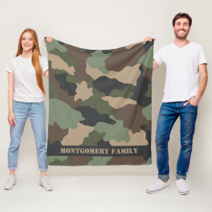 Kamouflage Family Monogram Woodland Camo Fleecefilt