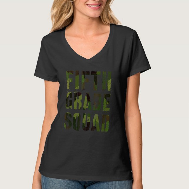 Kamouflage Femte Klass Trupp Lärare Hej 5:e klassa T Shirt (Framsida)