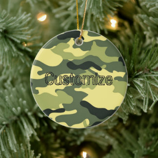 Kamouflage för Camo Camping Hunting Grönt Anpassa Julgransprydnad Keramik