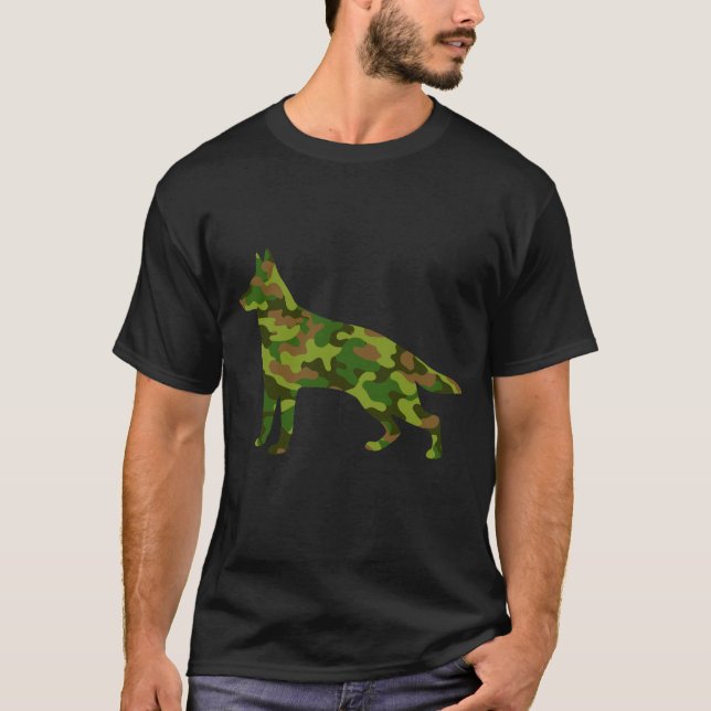 Kamouflage för grönt av german shepard armé t shirt (Framsida)