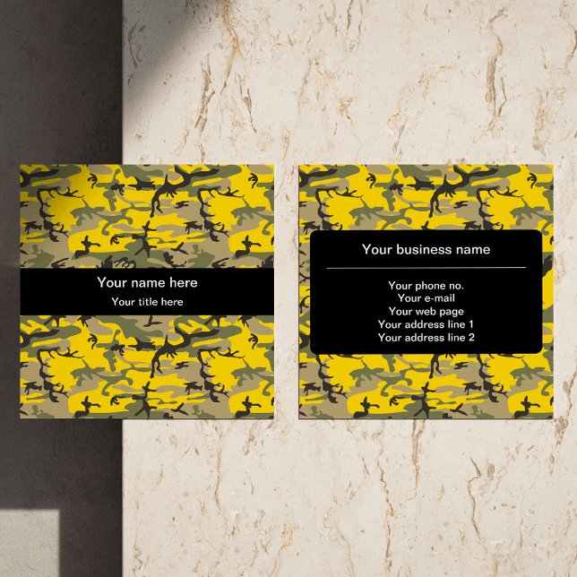 Kamouflage för gult och Grönt, militär, armé Fyrkantigt Visitkort (Skapare uppladdad)