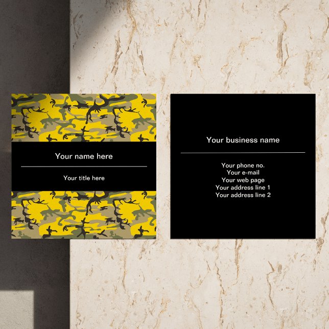 Kamouflage för gult och Grönt, militär, armé Fyrkantigt Visitkort (Skapare uppladdad)