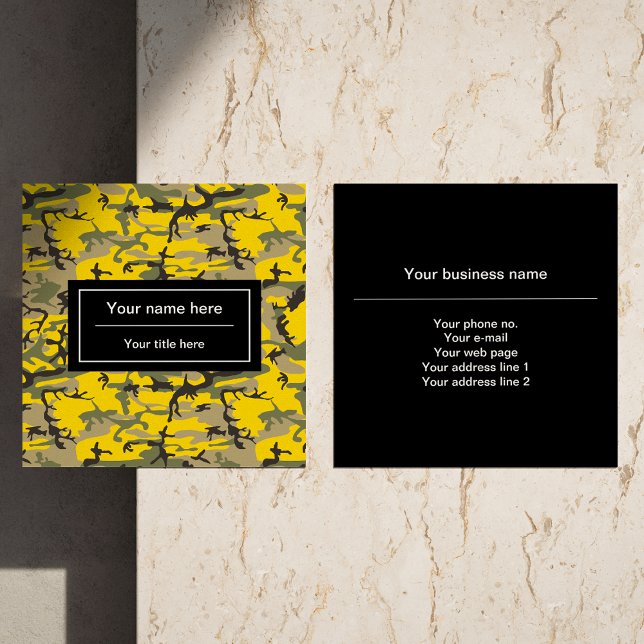 Kamouflage för gult och Grönt, militär, armé Fyrkantigt Visitkort (Skapare uppladdad)