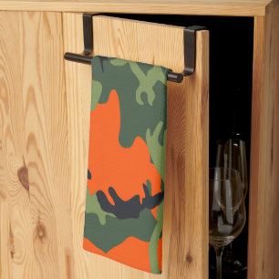 Kamouflage för orange och Grönt, militär, armé Kökshandduk