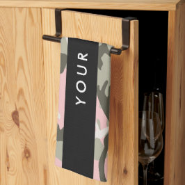 Kamouflage för rosa och Grönt Ditt namn Anpassa Kökshandduk