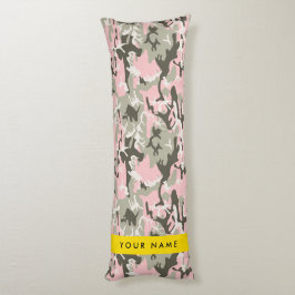Kamouflage för rosa och Grönt Ditt namn Anpassa Kroppskudde