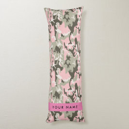 Kamouflage för rosa och Grönt Ditt namn Anpassa Kroppskudde