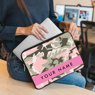 Kamouflage för rosa och Grönt Ditt namn Anpassa Laptop Fodral