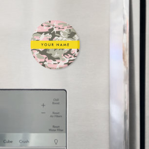 Kamouflage för rosa och Grönt Ditt namn Anpassa Magnet