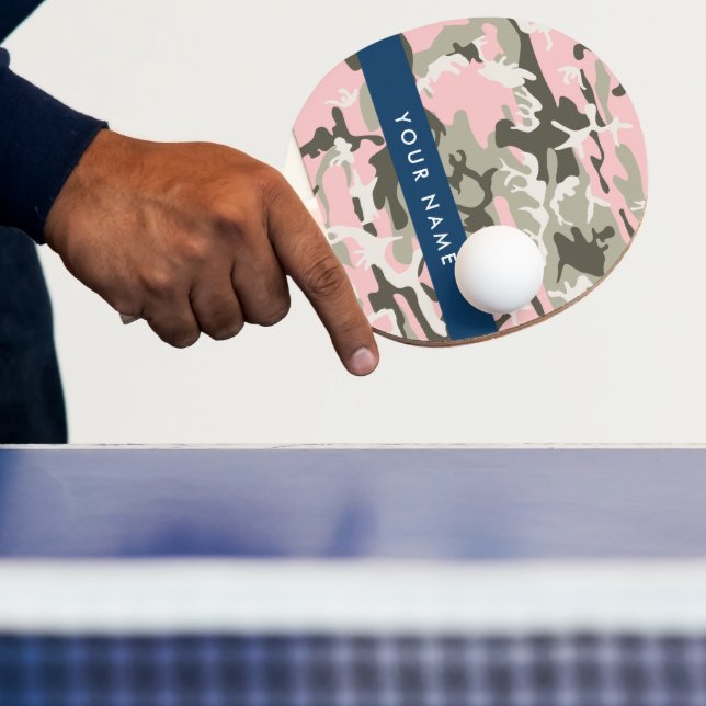 Kamouflage för rosa och Grönt Ditt namn Anpassa Pingisracket (Insitu)