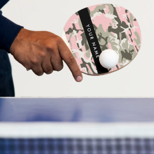 Kamouflage för rosa och Grönt Ditt namn Anpassa Pingisracket