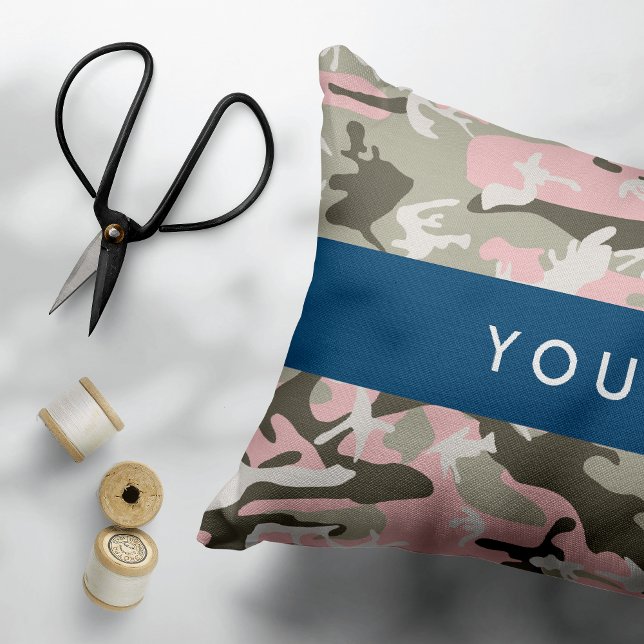Kamouflage för rosa och Grönt Ditt namn Anpassa Prydnadskudde (Skapare uppladdad)