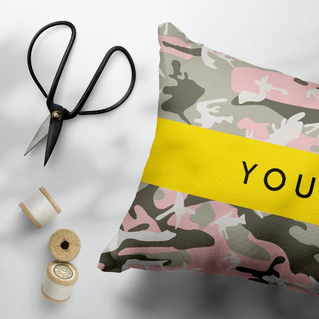 Kamouflage för rosa och Grönt Ditt namn Anpassa Prydnadskudde (Skapare uppladdad)