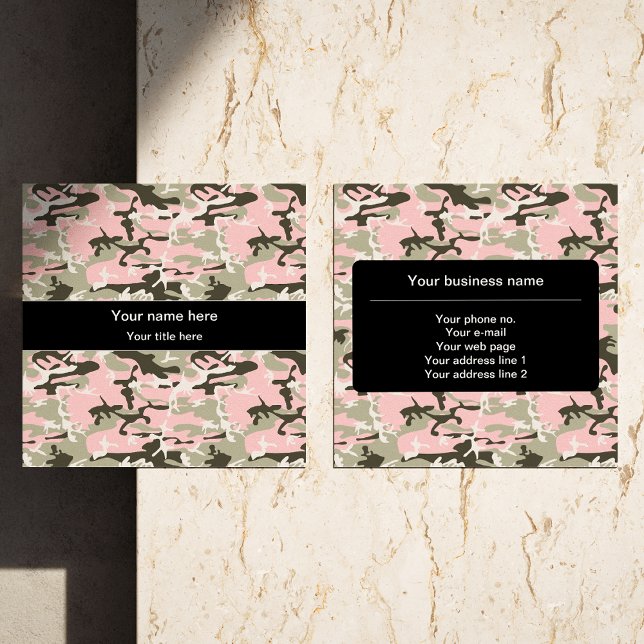 Kamouflage för rosa och Grönt, militär, armé Fyrkantigt Visitkort (Skapare uppladdad)