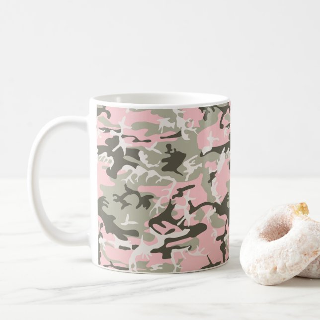 Kamouflage för rosa och Grönt, militär, armé Kaffemugg (Med munk)