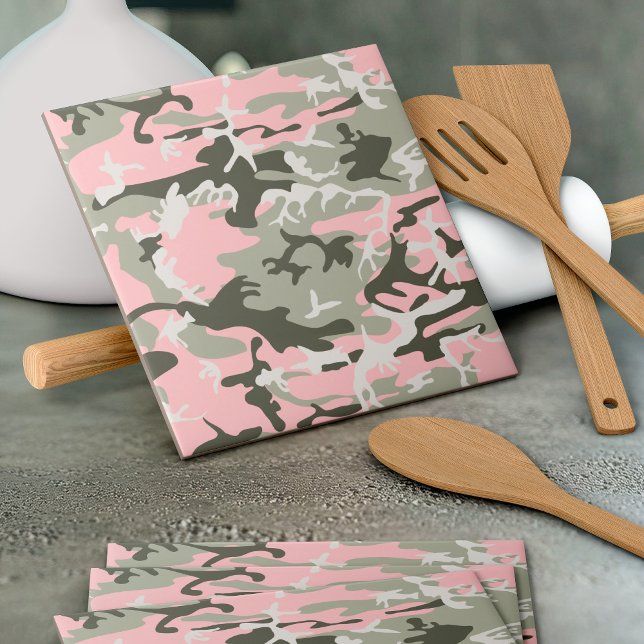 Kamouflage för rosa och Grönt, militär, armé Kakelplatta (Skapare uppladdad)
