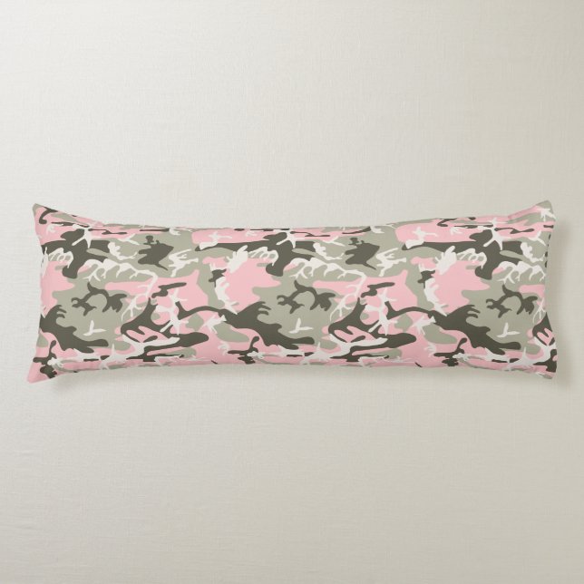 Kamouflage för rosa och Grönt, militär, armé Kroppskudde (Framsidan)