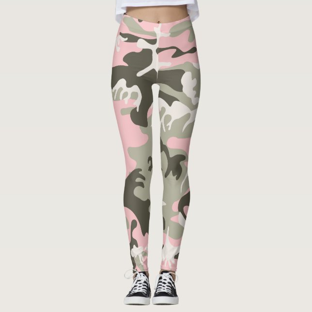 Kamouflage för rosa och Grönt, militär, armé Leggings (Framsida)