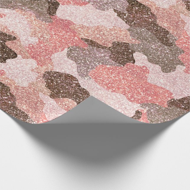 Kamouflage från Ro, Faux Glitter Camo Glam Presentpapper (Hörn)
