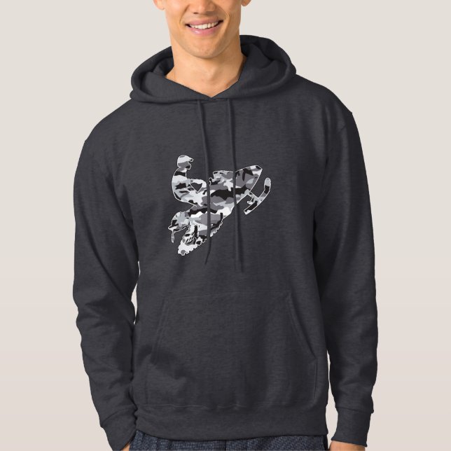 Kamouflage Grått Snowmobile Hoodie (Framsida)