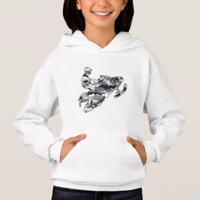 Kamouflage Grått Snowmobile T Shirt (Framsida)