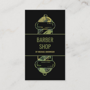 Kamouflage Grön Frisörsalong Barberstång Visitkort