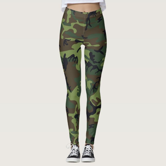 Kamouflage-Grönt Leggings (Framsida)