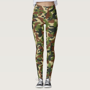 Kamouflage-Grönt och Brown Leggings