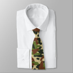 Kamouflage Grönt och Brown Tie Slips