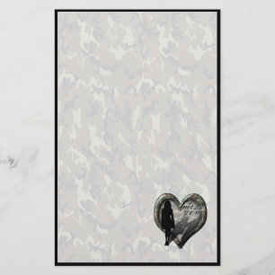 Kamouflage Heart - Kvinna saknas man (med text) Brevpapper