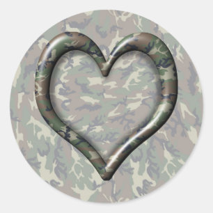 Kamouflage Heart Runt Klistermärke