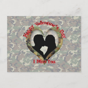 Kamouflage Heart - Saknar dig på Alla hjärtans dag Helg Vykort