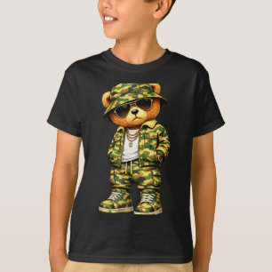 Kamouflage Hip Hop Teddybjörn Kamouflage Gangster  T Shirt