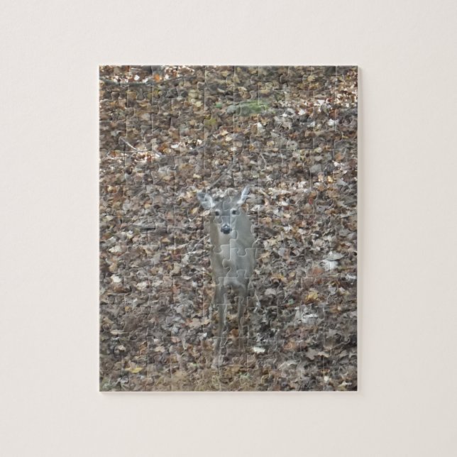 Kamouflage Hjort i höst löv Pussel (Vertikal)