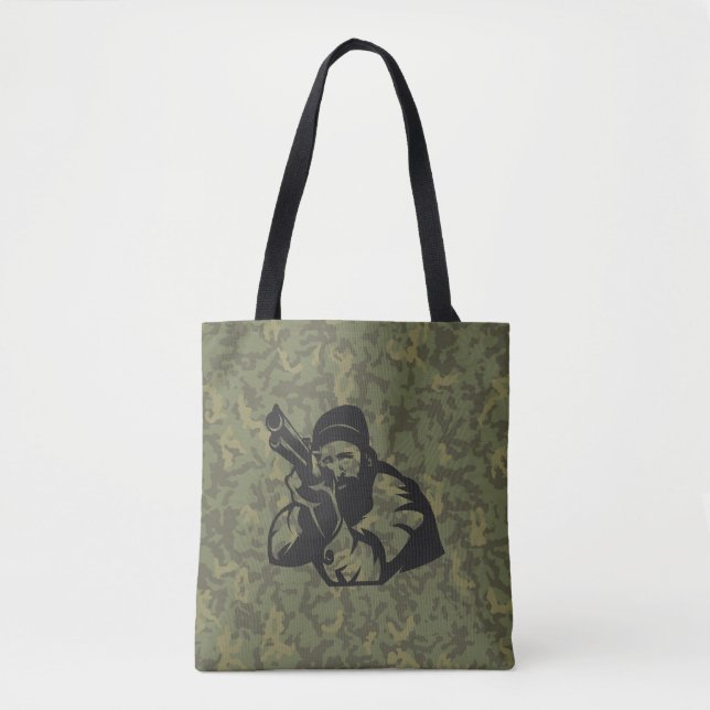 Kamouflage Hunter Aiming Illustration Design Tygkasse (Framsida)
