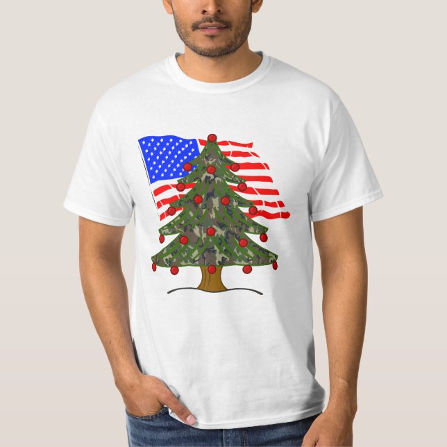 Kamouflage jul USA flagga T-shirt (Framsida)