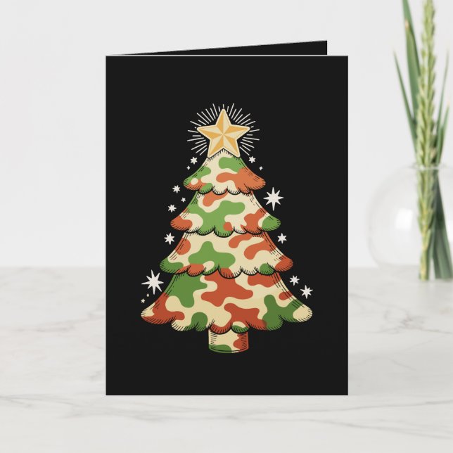 Kamouflage Julgran Kamouflage Militär Jul Snö Kort (Framsida)