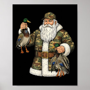 Kamouflage jultomte gräsand andjakt jul jägare G Poster