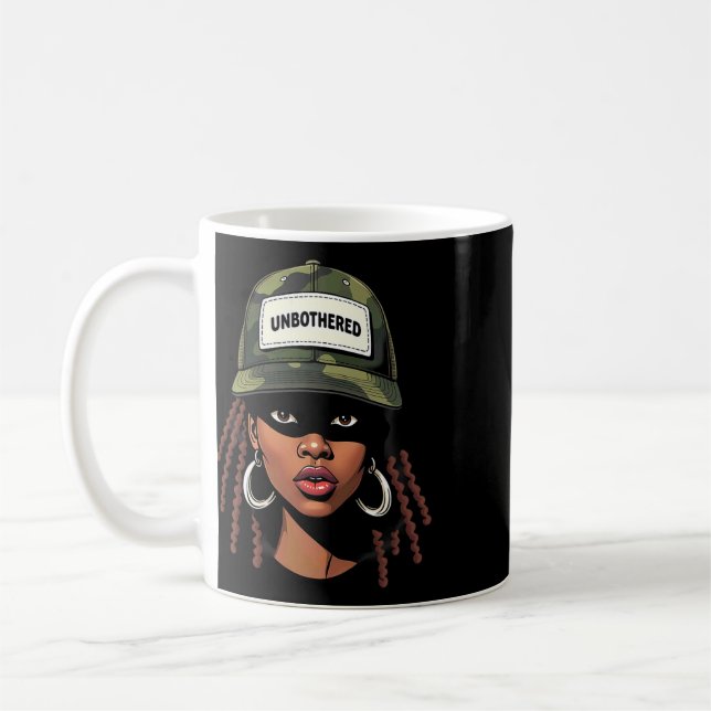 Kamouflage Juneteenth Orolig Svart Tjej Flätad _7  Kaffemugg (Vänster)
